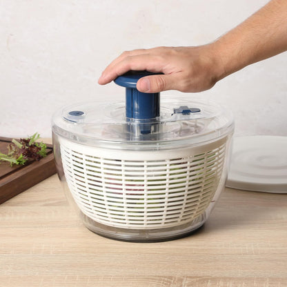 Kitchen Essential 6.3 Qt Salad Spinner, Fruit Washer, Washing Bowl with Strainer, Vegetable Cleaner, Salad Cleaner, Lettuce Washer - Juniper Green