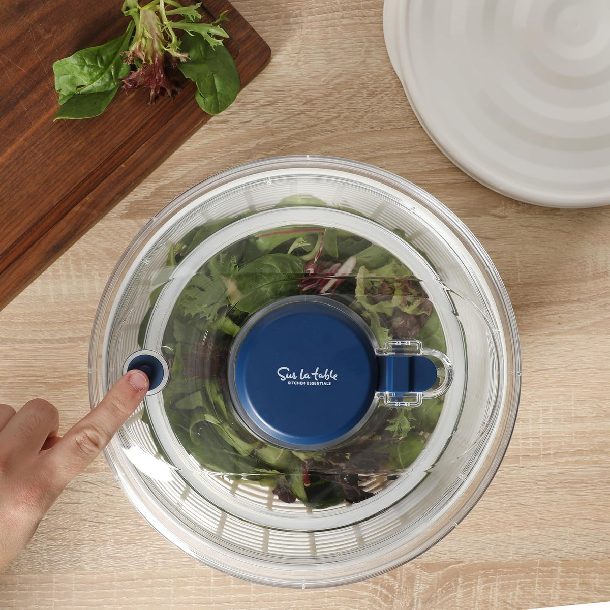 Kitchen Essential 6.3 Qt Salad Spinner, Fruit Washer, Washing Bowl with Strainer, Vegetable Cleaner, Salad Cleaner, Lettuce Washer - Juniper Green