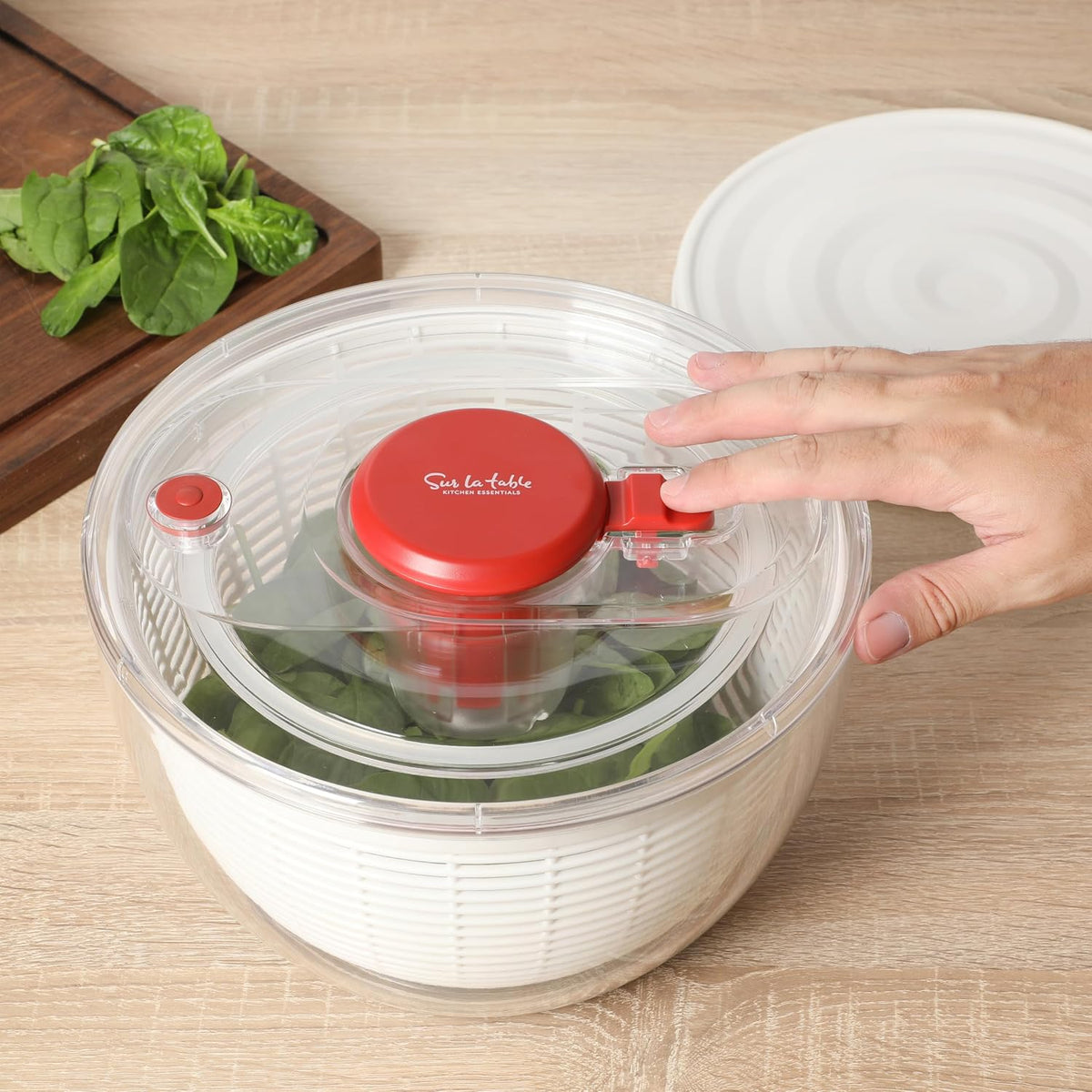 Kitchen Essential 6.3 Qt Salad Spinner, Fruit Washer, Washing Bowl with Strainer, Vegetable Cleaner, Salad Cleaner, Lettuce Washer - Juniper Green