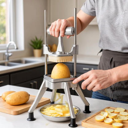 Commercial Vegetable Chopper Dicer w/3 Replacement Blades Onion Dicer Commercial Heavy Duty Vegetable Fruit Chopper Stainless Steel French Fry Cutter