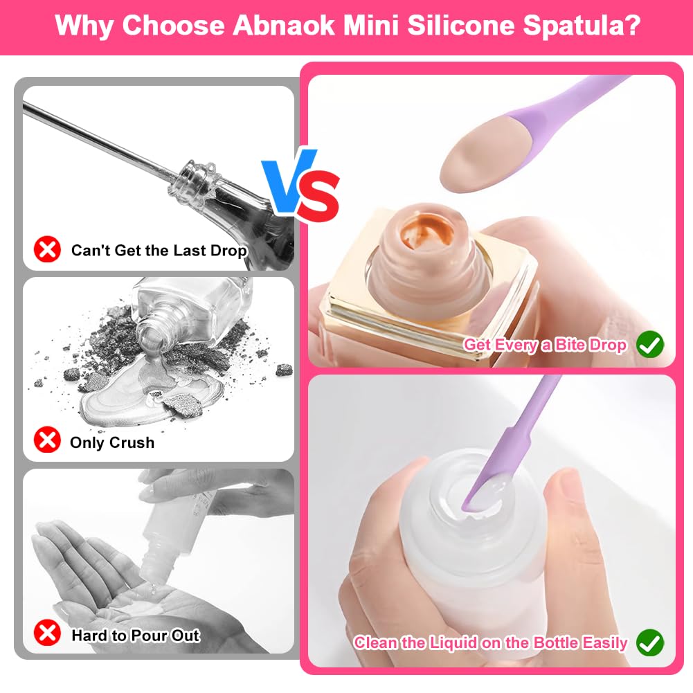 9 Pieces Mini Silicone Spatula-Makeup Spatula-Small Silicone Spatula-Thin Spatula Set for Skinny Openings- Tiny Scraper for Jar,Kitchen Bottles,Cosmetic
