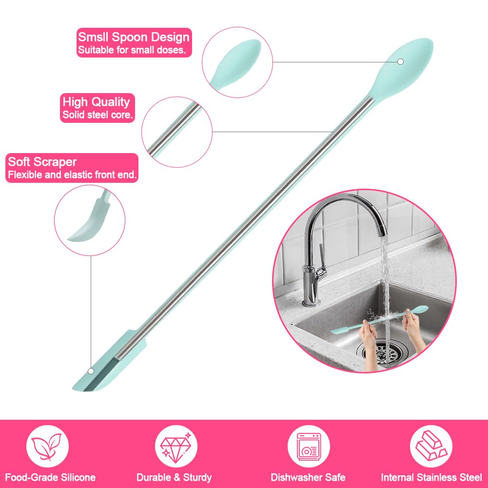 9 Pieces Mini Silicone Spatula-Makeup Spatula-Small Silicone Spatula-Thin Spatula Set for Skinny Openings- Tiny Scraper for Jar,Kitchen Bottles,Cosmetic