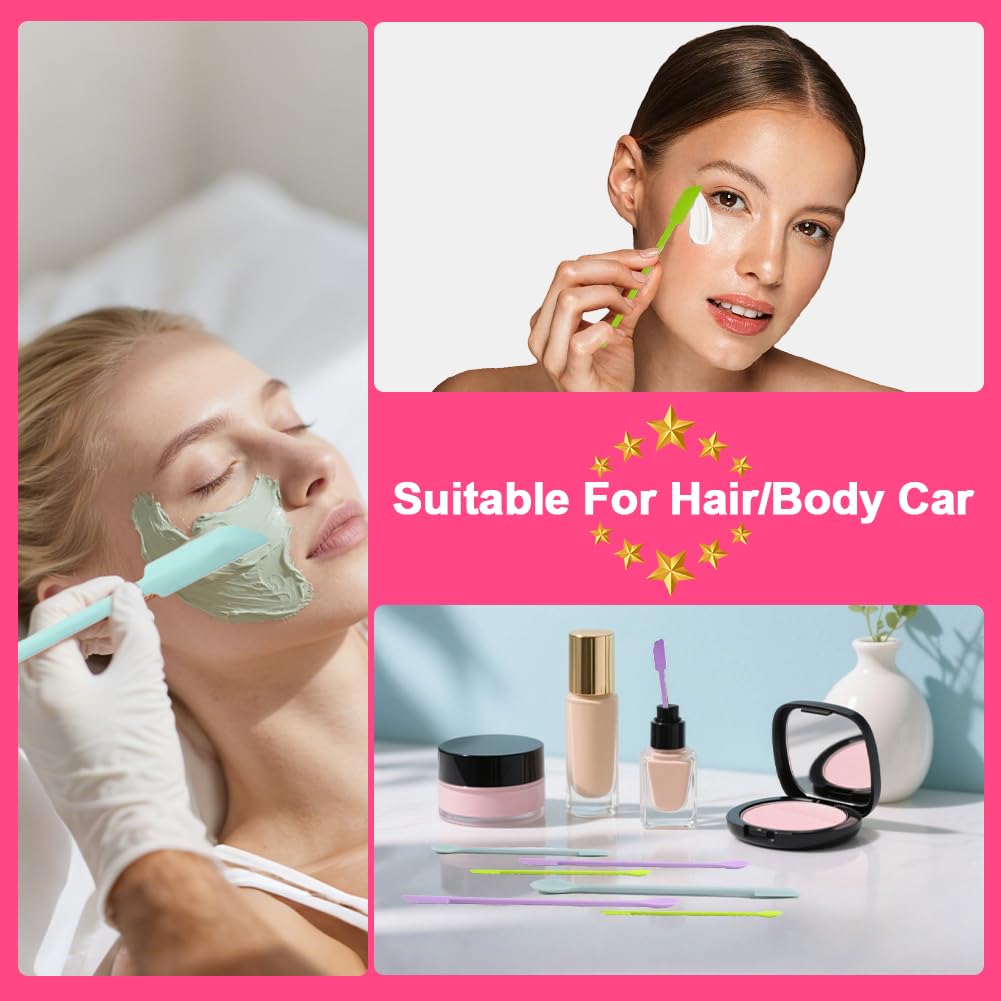 9 Pieces Mini Silicone Spatula-Makeup Spatula-Small Silicone Spatula-Thin Spatula Set for Skinny Openings- Tiny Scraper for Jar,Kitchen Bottles,Cosmetic