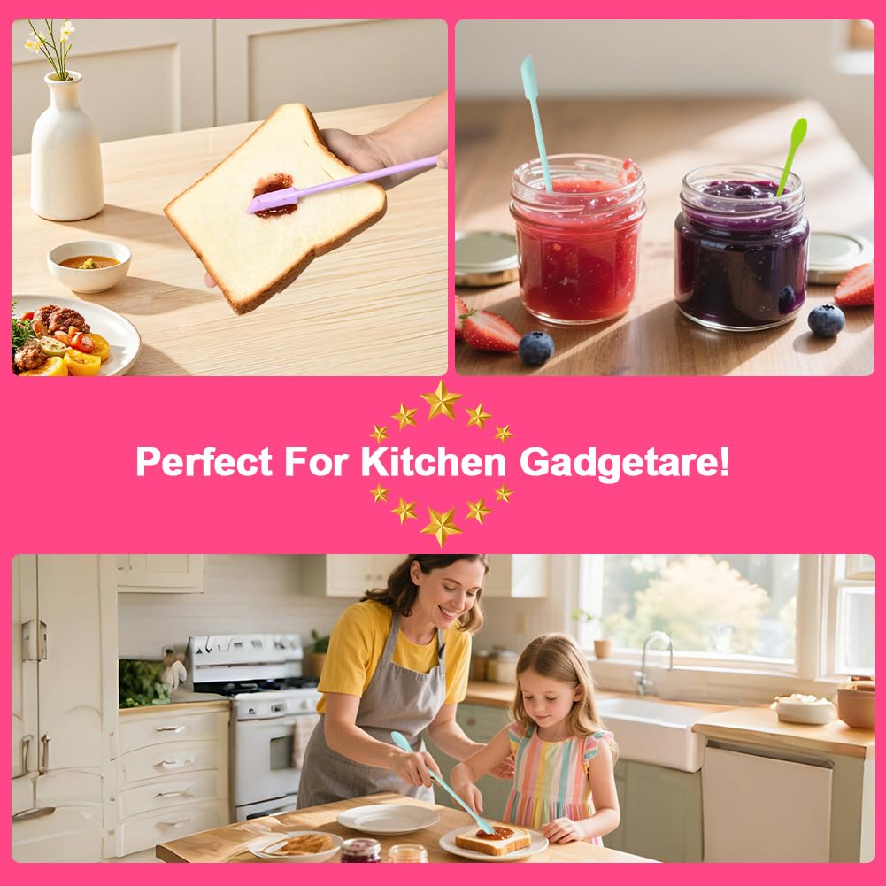 9 Pieces Mini Silicone Spatula-Makeup Spatula-Small Silicone Spatula-Thin Spatula Set for Skinny Openings- Tiny Scraper for Jar,Kitchen Bottles,Cosmetic
