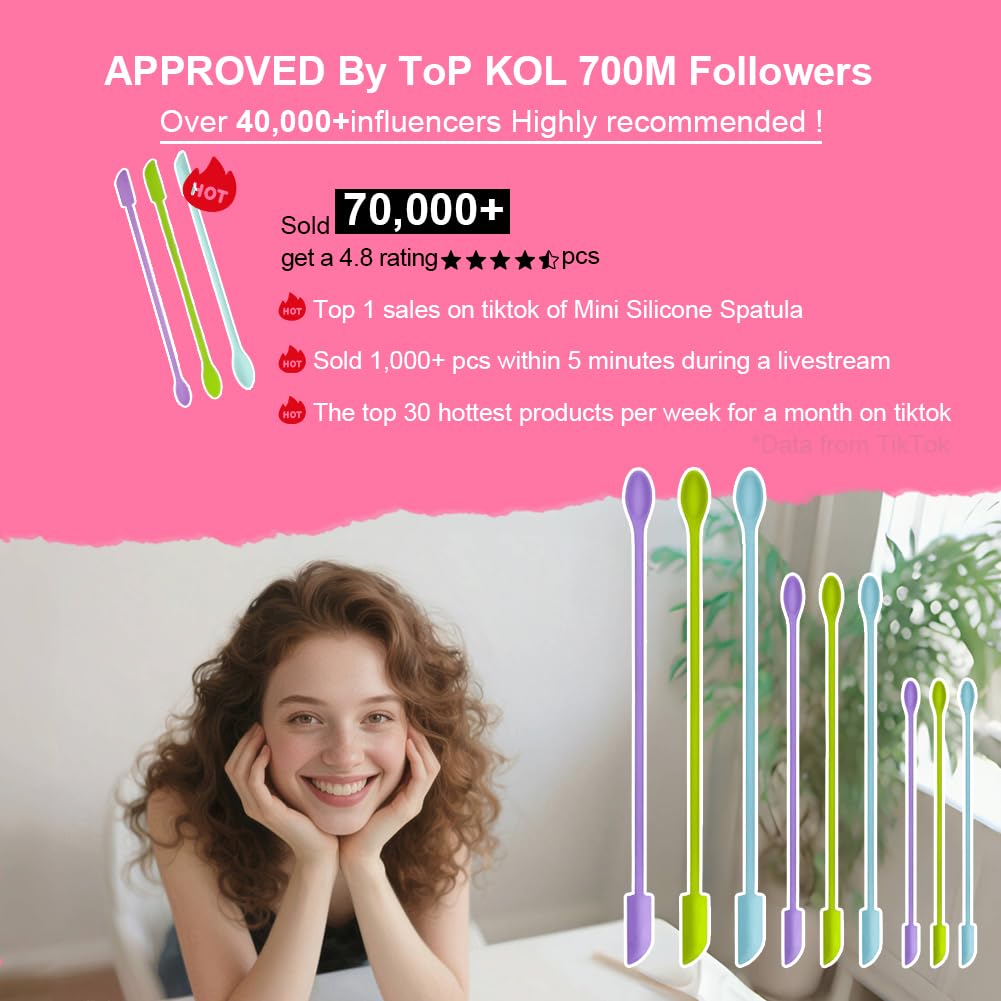 9 Pieces Mini Silicone Spatula-Makeup Spatula-Small Silicone Spatula-Thin Spatula Set for Skinny Openings- Tiny Scraper for Jar,Kitchen Bottles,Cosmetic