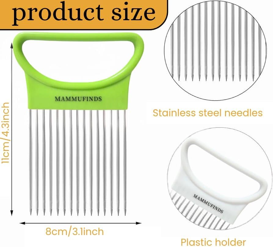 Potato slicer & Kitchen Gadgets, 1 Crinkle Cutter, 1 Onion Slicer, Stainless Steel Onion Holder, Vegetable, Avocado, Tomato,Mandoline Slicer, Fruit Cutter, wavy crinkle cutter for veggies