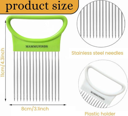 Potato slicer & Kitchen Gadgets, 1 Crinkle Cutter, 1 Onion Slicer, Stainless Steel Onion Holder, Vegetable, Avocado, Tomato,Mandoline Slicer, Fruit Cutter, wavy crinkle cutter for veggies