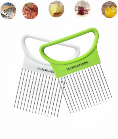 Potato slicer & Kitchen Gadgets, 1 Crinkle Cutter, 1 Onion Slicer, Stainless Steel Onion Holder, Vegetable, Avocado, Tomato,Mandoline Slicer, Fruit Cutter, wavy crinkle cutter for veggies