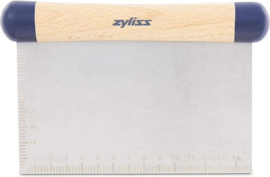 E980213 Bench Scraper, 11cm/4.5in, Stainless Steel/Wood, Separate, Scrape, Cut Pizza/Cookie Dough/Cakes/Bakes/Vegetables, Meaurements on Blade cm/in