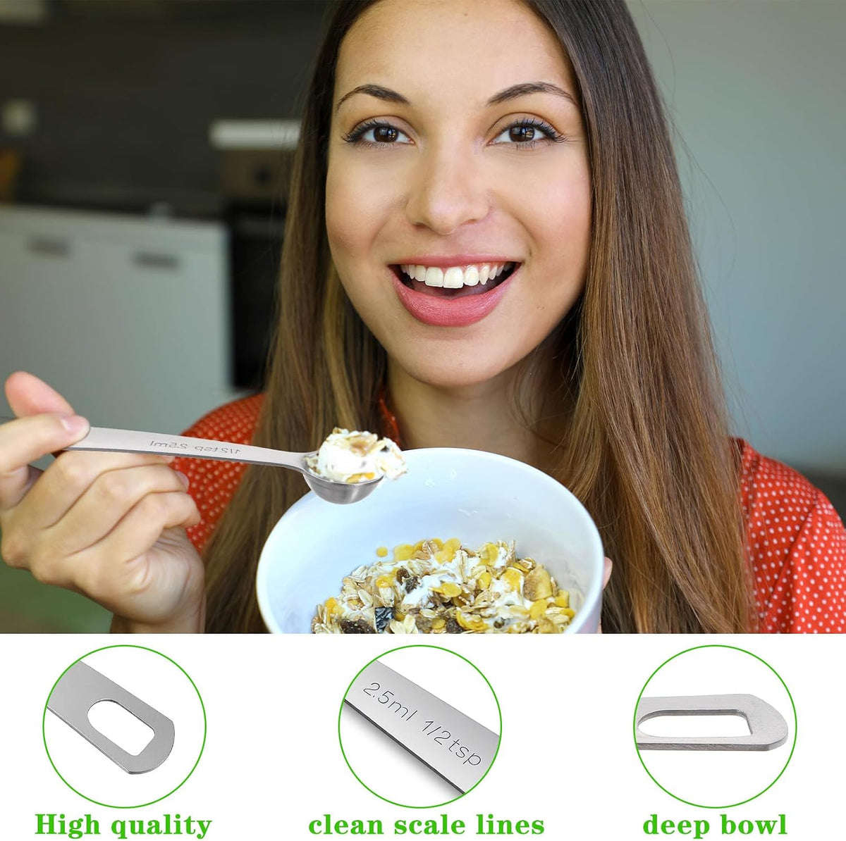 3 Pcs 1/2 Teaspoon (1/2 tsp, 2.5 ml, 2.5cc, 1/12 oz) Measuring Spoons, Stainless Steel Single Measuring Spoon Tablespoon Metal Measure Scoop for Coffee Grains Kitchen Cooking
