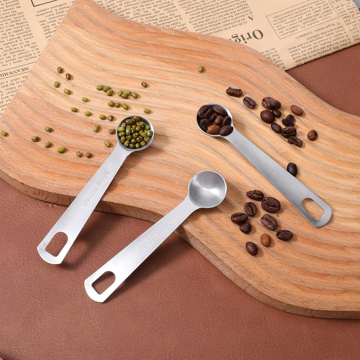 3 Pcs 1/2 Teaspoon (1/2 tsp, 2.5 ml, 2.5cc, 1/12 oz) Measuring Spoons, Stainless Steel Single Measuring Spoon Tablespoon Metal Measure Scoop for Coffee Grains Kitchen Cooking