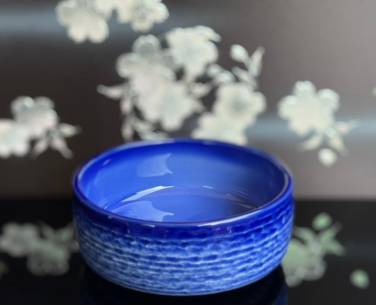 Japanese Grater Traditional Handcrafted Porcelain Minoyaki Indigo Blue with Mini Bowl and Lid for grating Radish Garlic Ginger (Indigo Blue, φ 4.33)