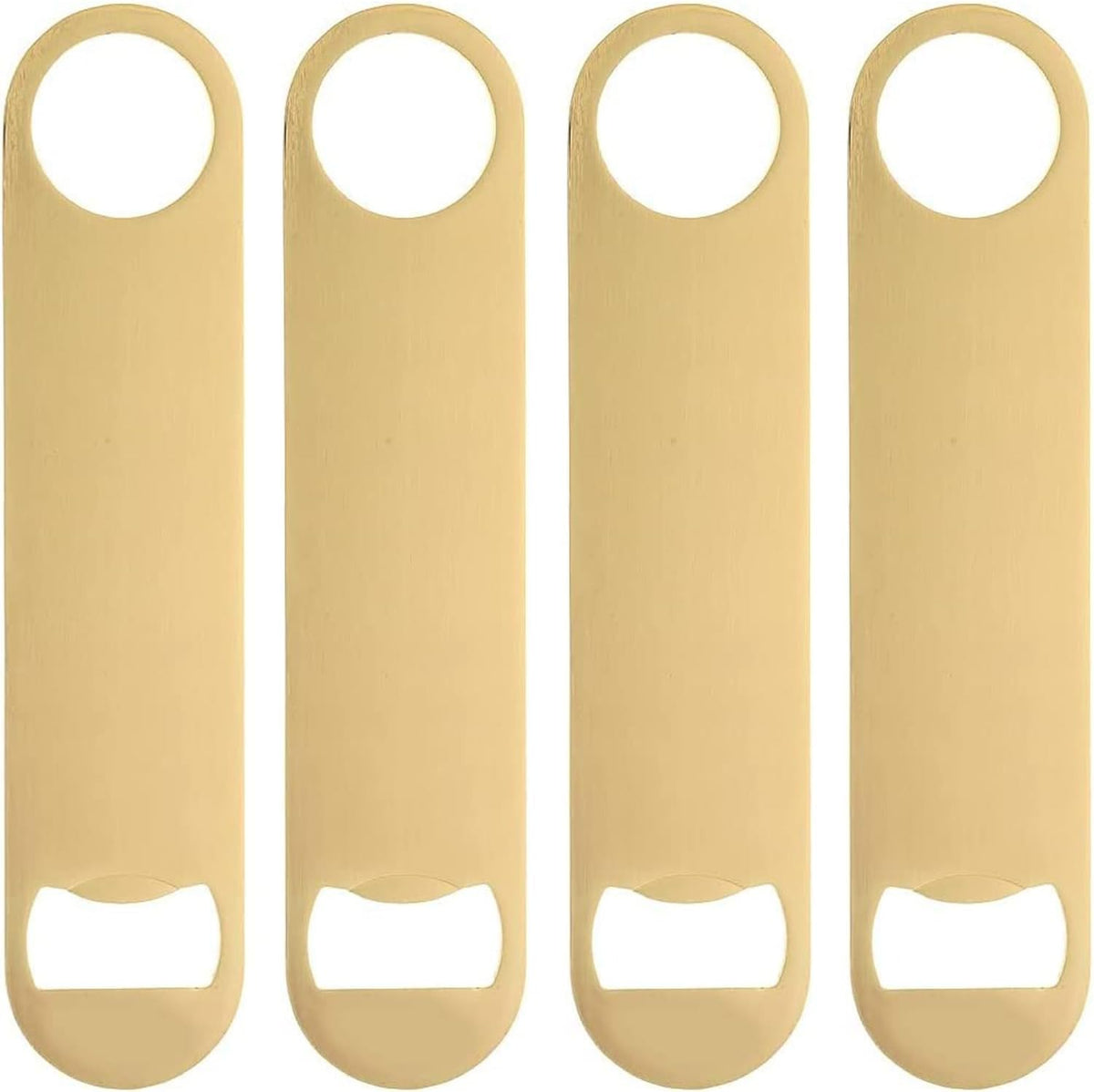 4PCS Heavy Duty Stainless Steel Flat Bottle Opener Beer Bottle Opener 7" Speed Openers for Kitchen, Bar or Restaurant Birthday Wedding Bridal Shower Gifts (Gold,4)