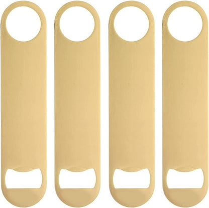 4PCS Heavy Duty Stainless Steel Flat Bottle Opener Beer Bottle Opener 7" Speed Openers for Kitchen, Bar or Restaurant Birthday Wedding Bridal Shower Gifts (Gold,4)