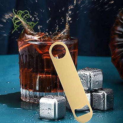 4PCS Heavy Duty Stainless Steel Flat Bottle Opener Beer Bottle Opener 7" Speed Openers for Kitchen, Bar or Restaurant Birthday Wedding Bridal Shower Gifts (Gold,4)