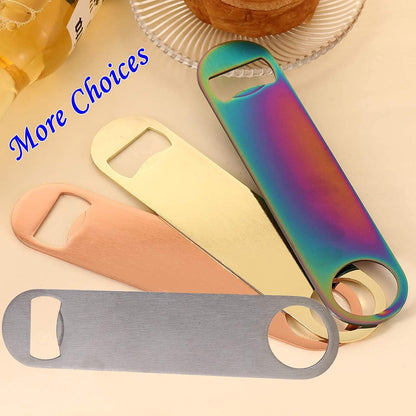 4PCS Heavy Duty Stainless Steel Flat Bottle Opener Beer Bottle Opener 7" Speed Openers for Kitchen, Bar or Restaurant Birthday Wedding Bridal Shower Gifts (Gold,4)