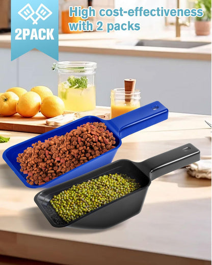 2 Cup Dog Food Scoop(2 Pack), Plastic Pet Food Scoop with Measuring Lines for Accurate Pet Food Portions,Dishwasher Safe (Black)