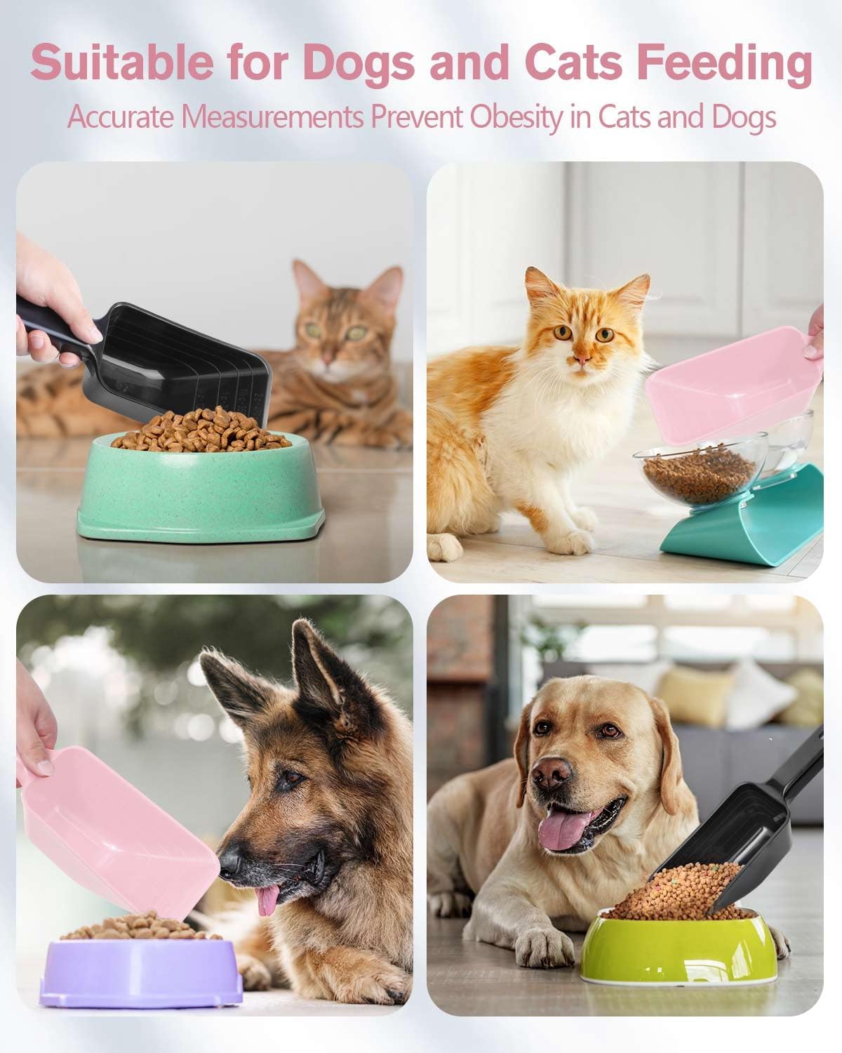 2 Cup Dog Food Scoop(2 Pack), Plastic Pet Food Scoop with Measuring Lines for Accurate Pet Food Portions,Dishwasher Safe (Black)