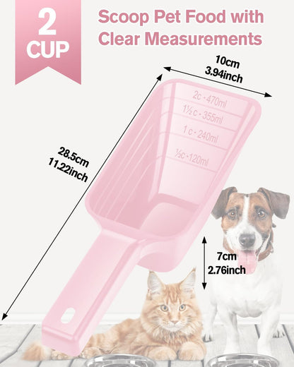 2 Cup Dog Food Scoop(2 Pack), Plastic Pet Food Scoop with Measuring Lines for Accurate Pet Food Portions,Dishwasher Safe (Black)