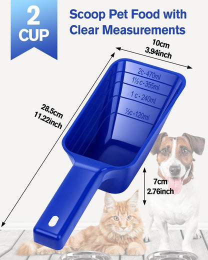 2 Cup Dog Food Scoop(2 Pack), Plastic Pet Food Scoop with Measuring Lines for Accurate Pet Food Portions,Dishwasher Safe (Black)