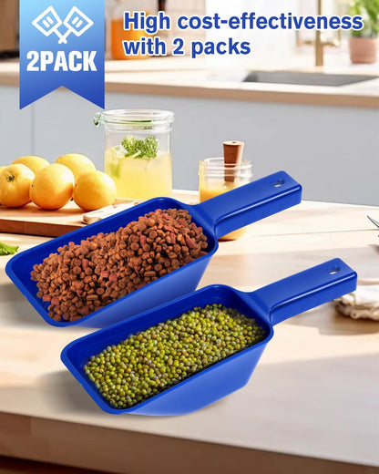 2 Cup Dog Food Scoop(2 Pack), Plastic Pet Food Scoop with Measuring Lines for Accurate Pet Food Portions,Dishwasher Safe (Black)