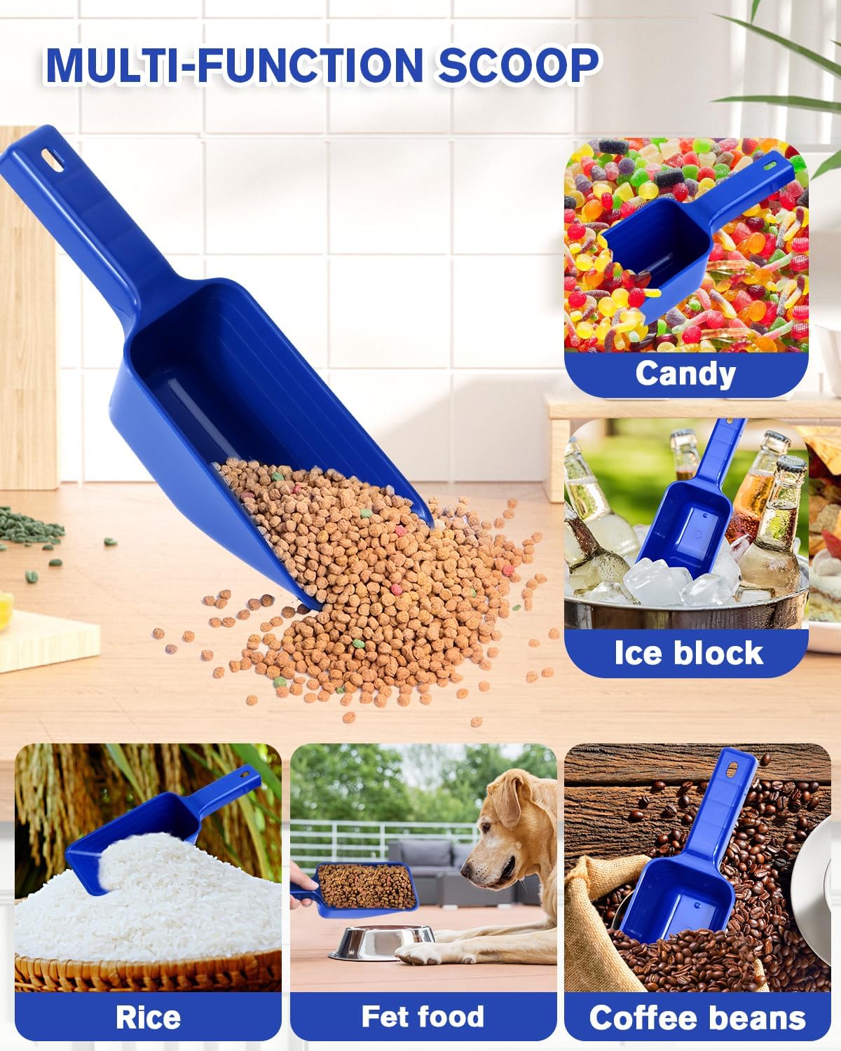 2 Cup Dog Food Scoop(2 Pack), Plastic Pet Food Scoop with Measuring Lines for Accurate Pet Food Portions,Dishwasher Safe (Black)