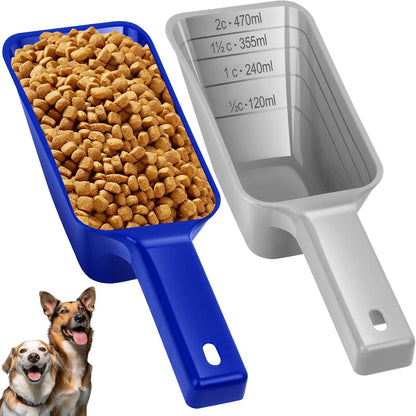 2 Cup Dog Food Scoop(2 Pack), Plastic Pet Food Scoop with Measuring Lines for Accurate Pet Food Portions,Dishwasher Safe (Black)