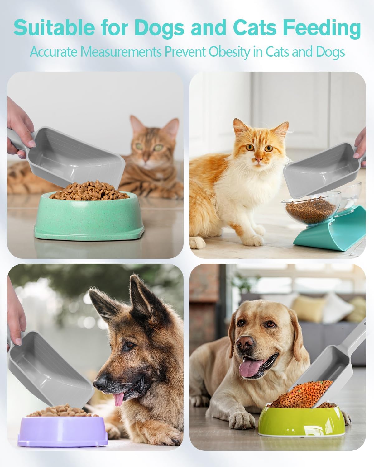 2 Cup Dog Food Scoop(2 Pack), Plastic Pet Food Scoop with Measuring Lines for Accurate Pet Food Portions,Dishwasher Safe (Black)