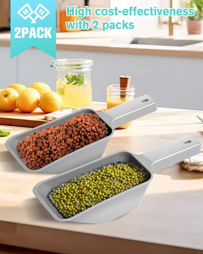 2 Cup Dog Food Scoop(2 Pack), Plastic Pet Food Scoop with Measuring Lines for Accurate Pet Food Portions,Dishwasher Safe (Black)