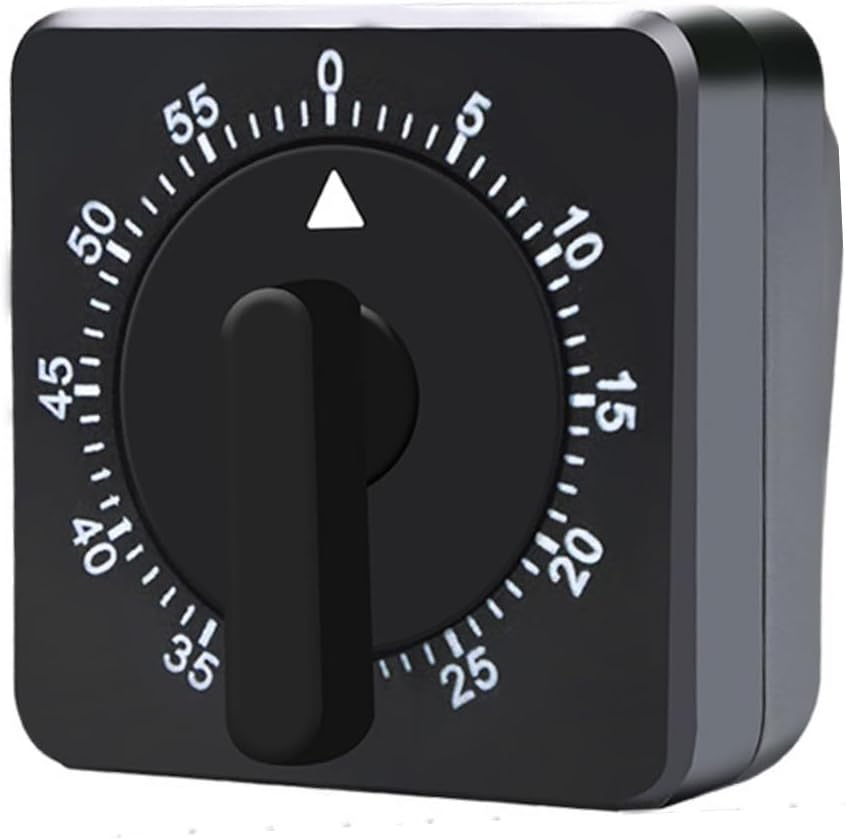 Square 60 Minute Mechanical Timer - Visual Cooking Timer with Loud Alarm - No Batteries Required - Ideal for Cooking, Baking, and Kitchen Management - White