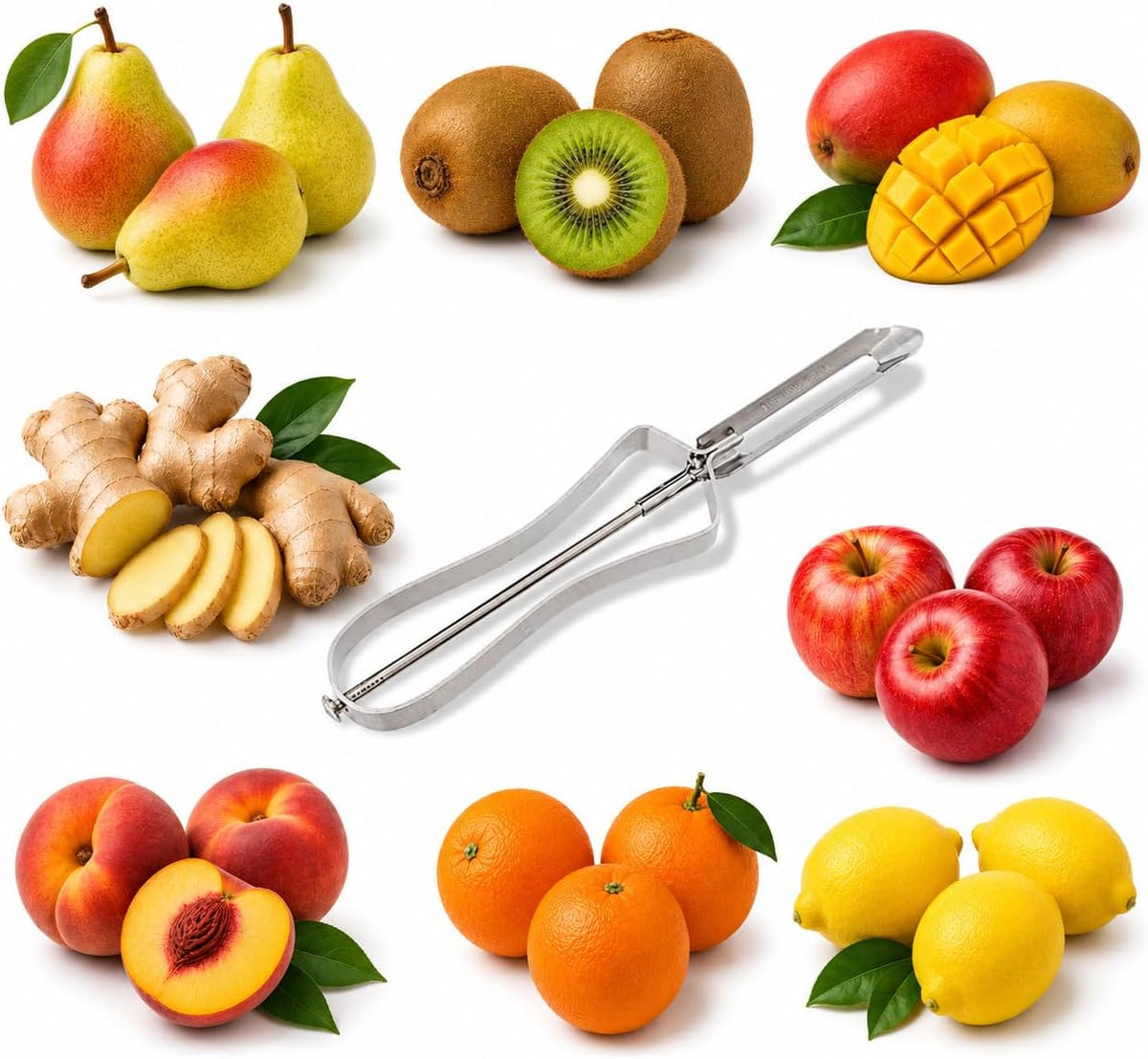Potato Peeler Stainless Steel – Swivel Vegetable Peeler for Potatoes, Carrots, Fruits & Vegetables with Ergonomic Wide Grip, Dishwasher Safe