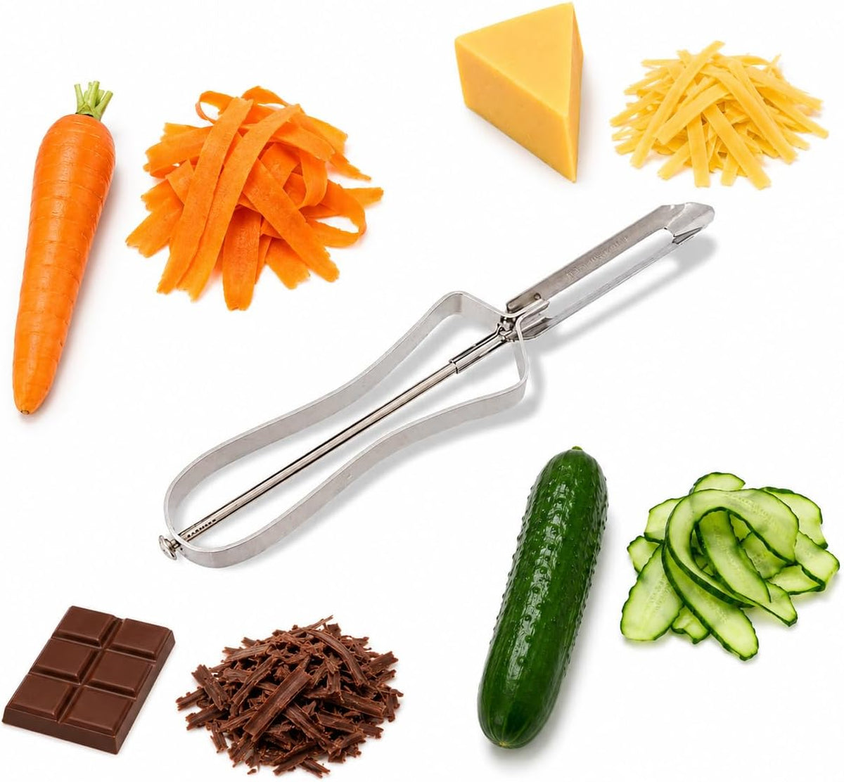 Potato Peeler Stainless Steel – Swivel Vegetable Peeler for Potatoes, Carrots, Fruits & Vegetables with Ergonomic Wide Grip, Dishwasher Safe
