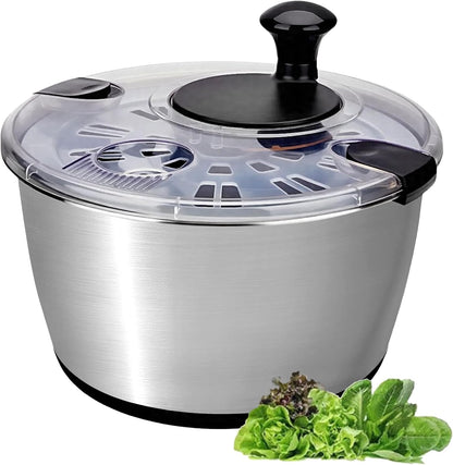 Stainless Steel Salad Spinner 6.34Qt, BPA-Free Large Lettuce Dryer