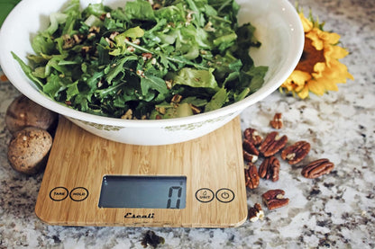 Arti Glass Food Scale Digital Countertop Kitchen, Baking and Cooking Scale with Nutrition and Calorie Counter, 15-Pound Capacity, 9" x 6.5" x .75", Gray Storm