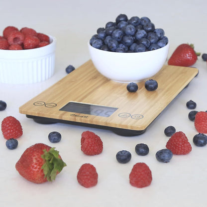 Arti Glass Food Scale Digital Countertop Kitchen, Baking and Cooking Scale with Nutrition and Calorie Counter, 15-Pound Capacity, 9" x 6.5" x .75", Gray Storm