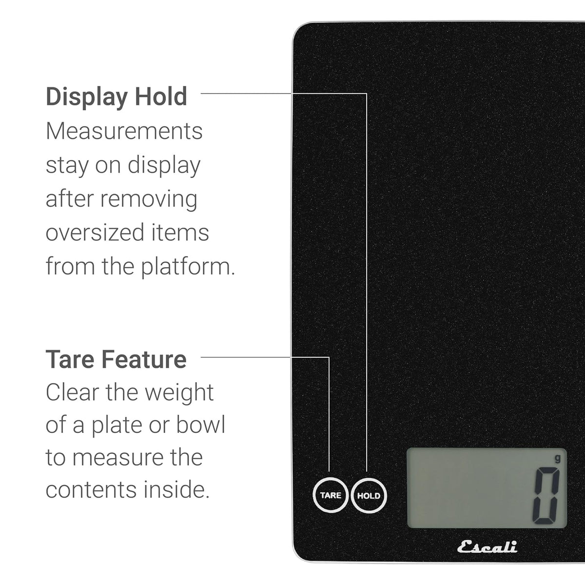 Arti Glass Food Scale Digital Countertop Kitchen, Baking and Cooking Scale with Nutrition and Calorie Counter, 15-Pound Capacity, 9" x 6.5" x .75", Gray Storm