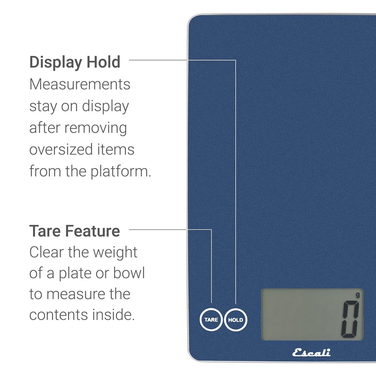 Arti Glass Food Scale Digital Countertop Kitchen, Baking and Cooking Scale with Nutrition and Calorie Counter, 15-Pound Capacity, 9" x 6.5" x .75", Gray Storm