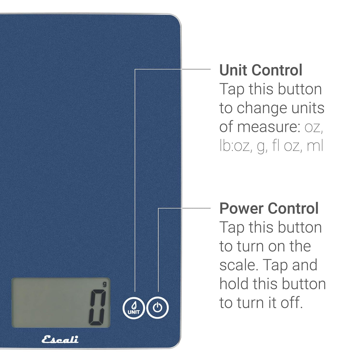 Arti Glass Food Scale Digital Countertop Kitchen, Baking and Cooking Scale with Nutrition and Calorie Counter, 15-Pound Capacity, 9" x 6.5" x .75", Gray Storm