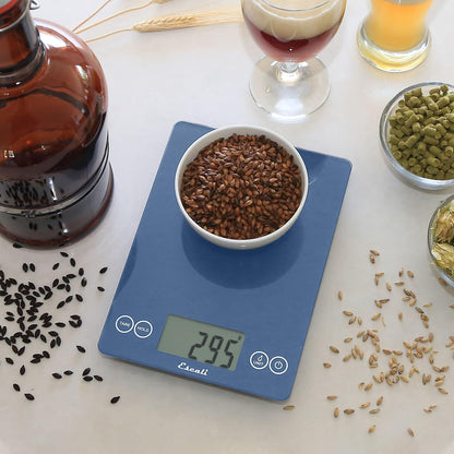 Arti Glass Food Scale Digital Countertop Kitchen, Baking and Cooking Scale with Nutrition and Calorie Counter, 15-Pound Capacity, 9" x 6.5" x .75", Gray Storm