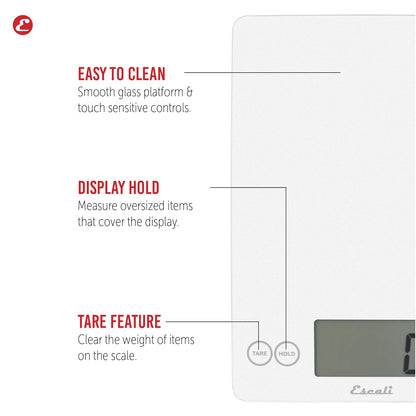 Arti Glass Food Scale Digital Countertop Kitchen, Baking and Cooking Scale with Nutrition and Calorie Counter, 15-Pound Capacity, 9" x 6.5" x .75", Gray Storm
