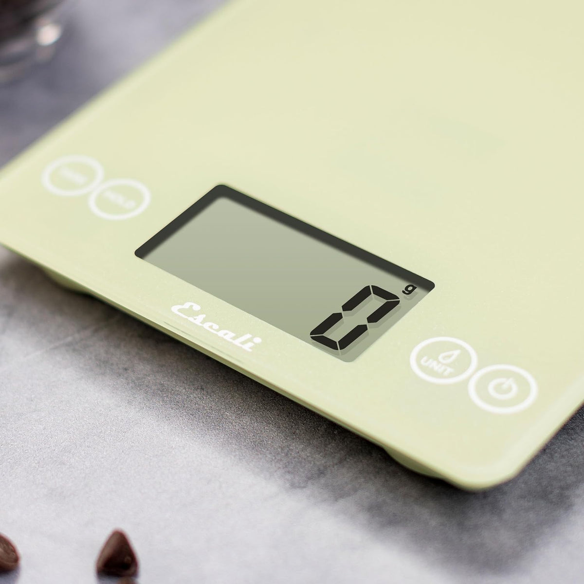 Arti Glass Food Scale Digital Countertop Kitchen, Baking and Cooking Scale with Nutrition and Calorie Counter, 15-Pound Capacity, 9" x 6.5" x .75", Gray Storm