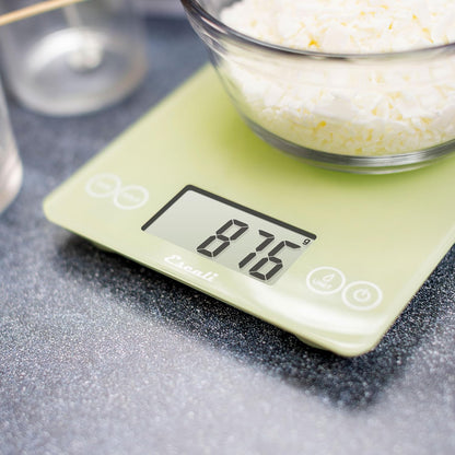 Arti Glass Food Scale Digital Countertop Kitchen, Baking and Cooking Scale with Nutrition and Calorie Counter, 15-Pound Capacity, 9" x 6.5" x .75", Gray Storm