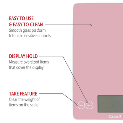 Arti Glass Food Scale Digital Countertop Kitchen, Baking and Cooking Scale with Nutrition and Calorie Counter, 15-Pound Capacity, 9" x 6.5" x .75", Gray Storm
