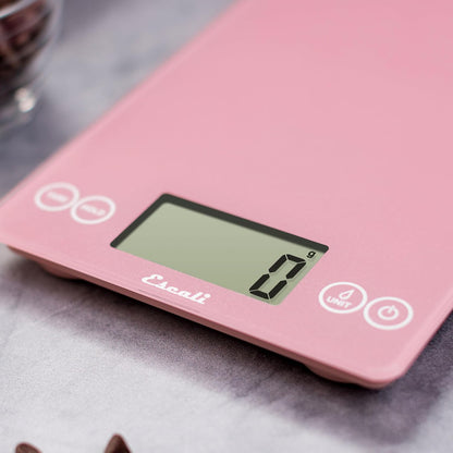Arti Glass Food Scale Digital Countertop Kitchen, Baking and Cooking Scale with Nutrition and Calorie Counter, 15-Pound Capacity, 9" x 6.5" x .75", Gray Storm