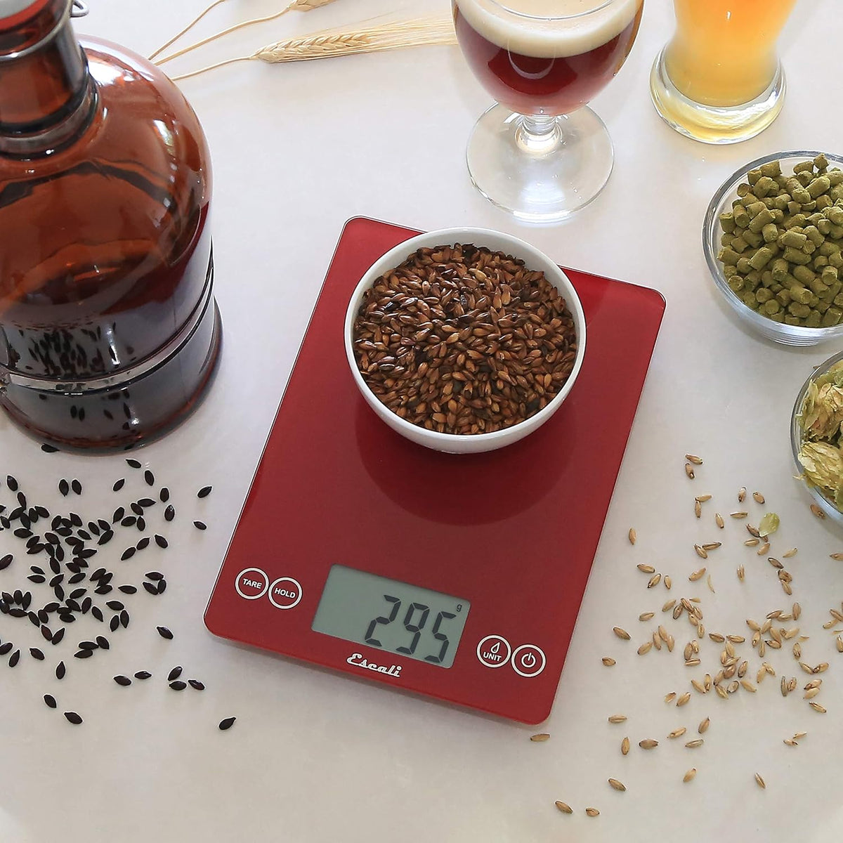 Arti Glass Food Scale Digital Countertop Kitchen, Baking and Cooking Scale with Nutrition and Calorie Counter, 15-Pound Capacity, 9" x 6.5" x .75", Gray Storm