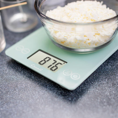 Arti Glass Food Scale Digital Countertop Kitchen, Baking and Cooking Scale with Nutrition and Calorie Counter, 15-Pound Capacity, 9" x 6.5" x .75", Gray Storm