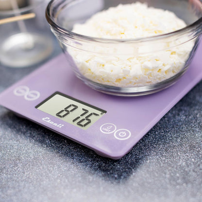 Arti Glass Food Scale Digital Countertop Kitchen, Baking and Cooking Scale with Nutrition and Calorie Counter, 15-Pound Capacity, 9" x 6.5" x .75", Gray Storm