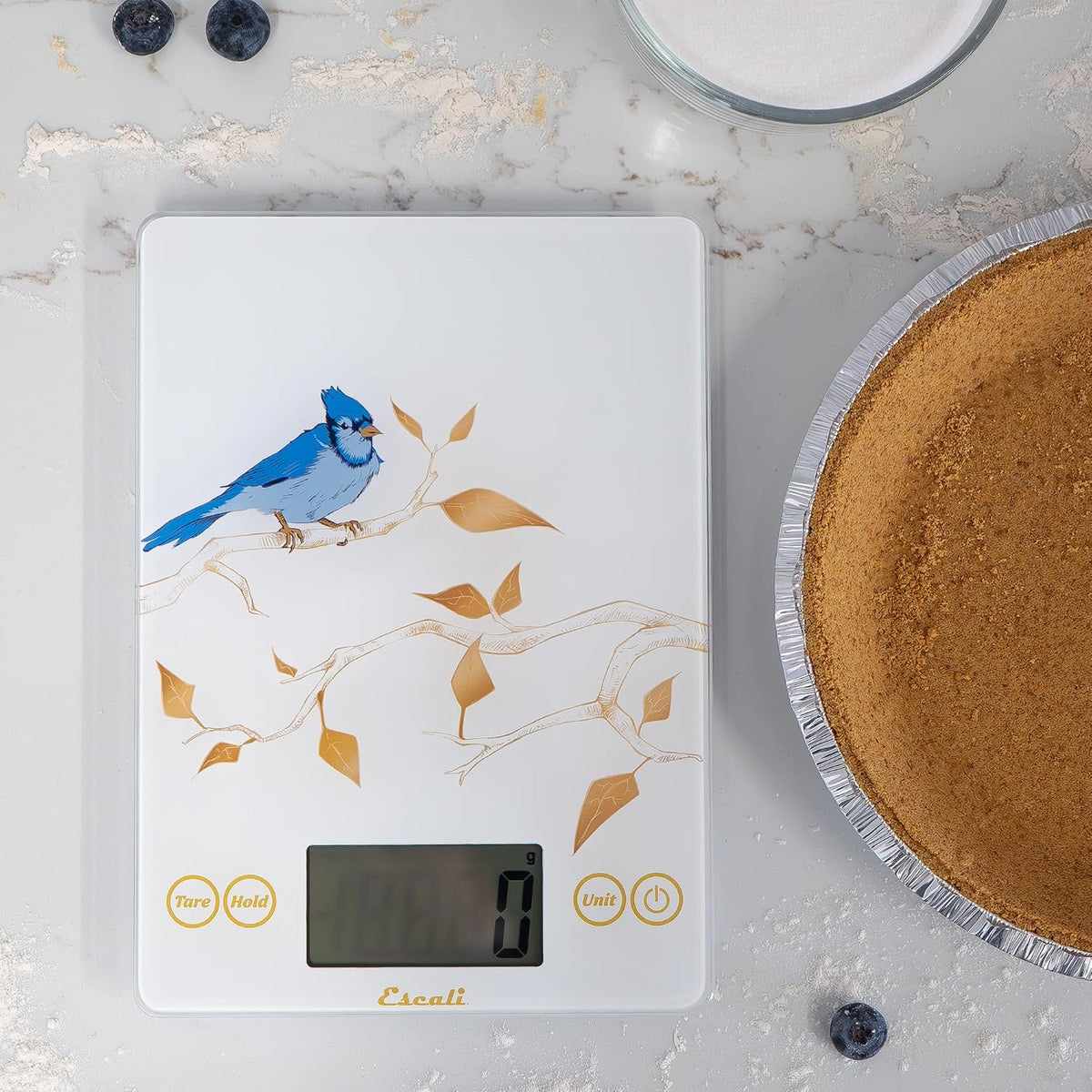 Arti Glass Food Scale Digital Countertop Kitchen, Baking and Cooking Scale with Nutrition and Calorie Counter, 15-Pound Capacity, 9" x 6.5" x .75", Gray Storm
