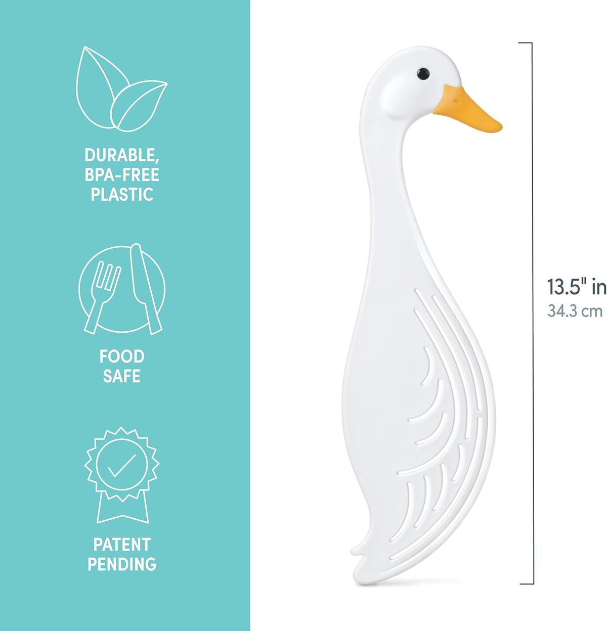 WATERFOWL Goose Pot Strainer – Great for Pasta and Vegetables - Easy One-Handed Draining - Space-Saving Design - Funny Kitchen Gadget and Accessory