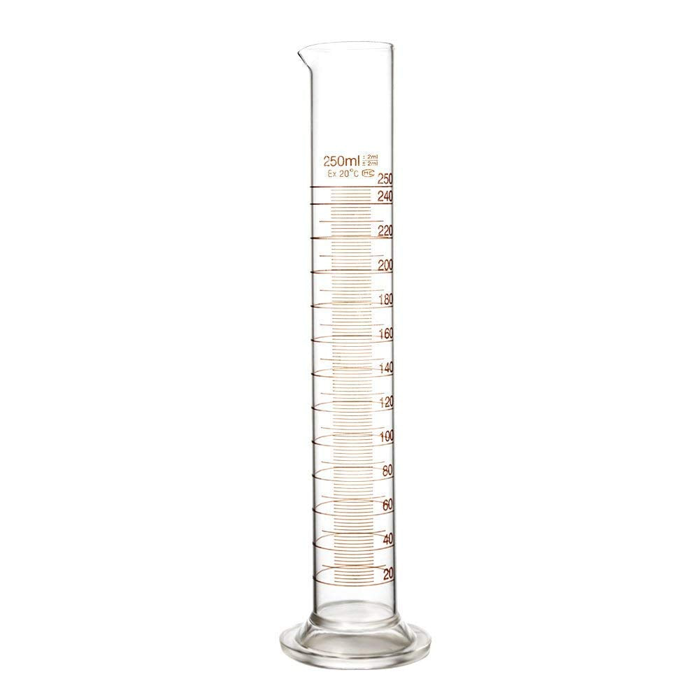 2 Pack 100 mL Glass Graduated Cylinder Measuring with Cleaning Brush | Single Metric Scale, Heavy-Duty Round Stems, Orange Graduations, Wide Rims, Tapered Pour Spouts, Dishwasher-Safe